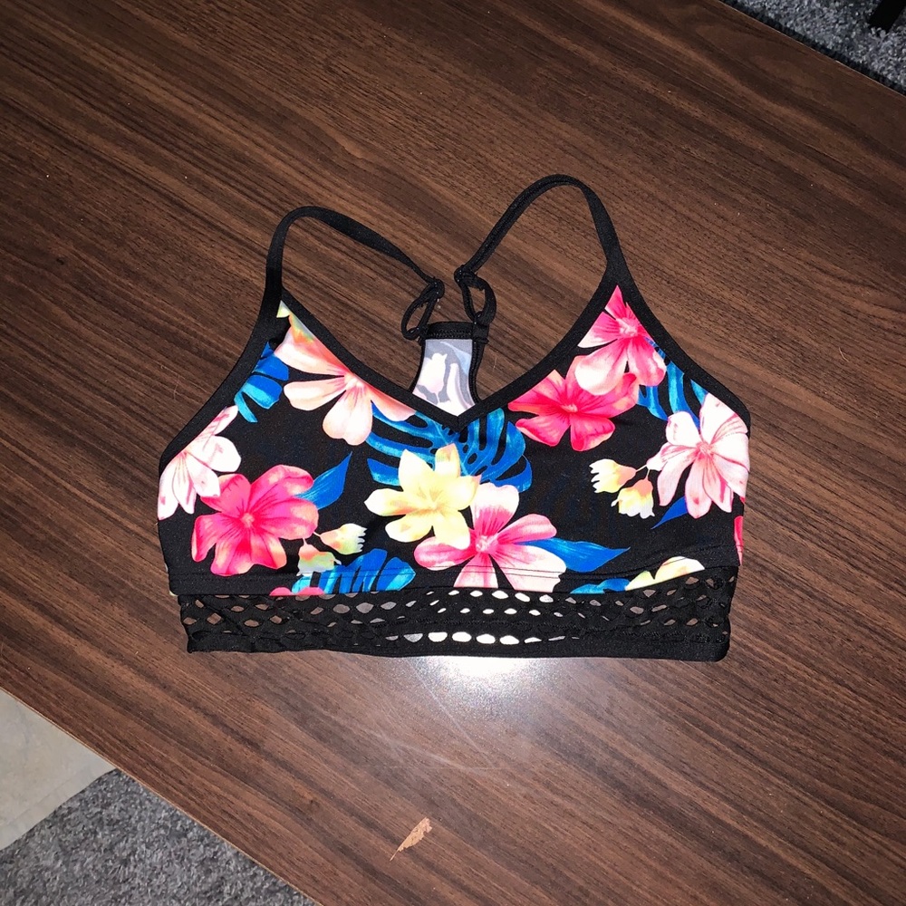 Tropical Print Sports Bra PINK